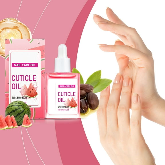 Nail Care Oil, Watermelon Oil Nail Polish with Vitamins B and E Moisturizes, Repairs and Promotes Nail Growth, Prevents Nail Dryness and Peeling 30ml