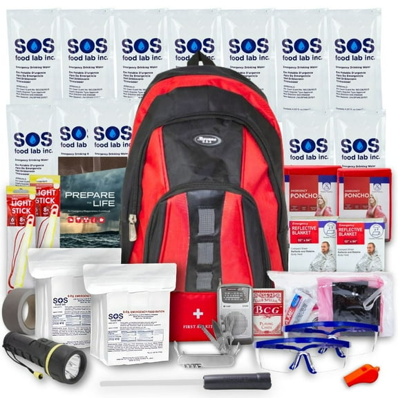 Essentials Complete Deluxe Survival Kit 2 Person | Bug-Out-Bag | Emergency Go Bag Kit for Wildfires, Hurricanes, and Other Natural Disasters
