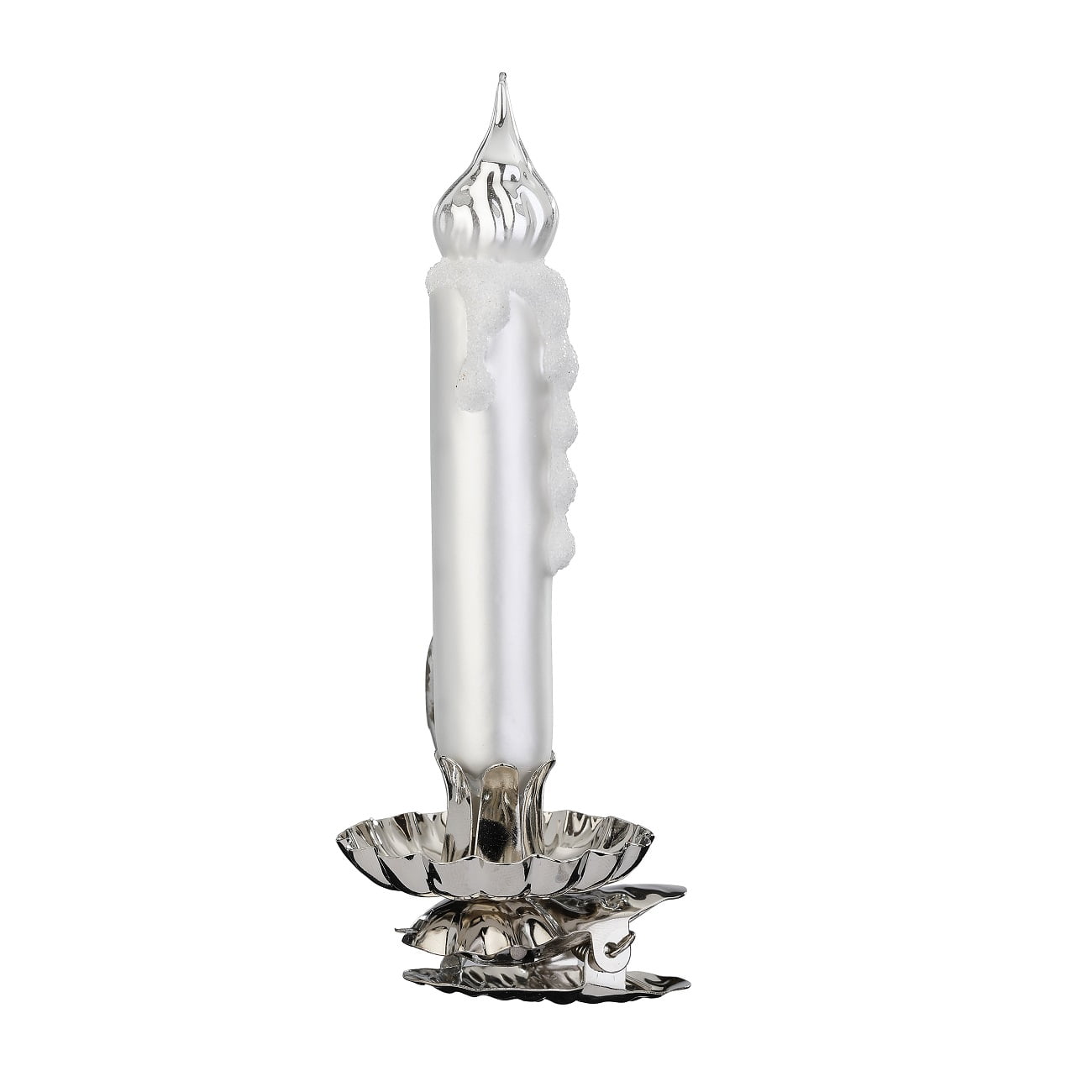 Inge Glas Candlelight Silver Candle Clip On German Ornament FREE BOX 4.