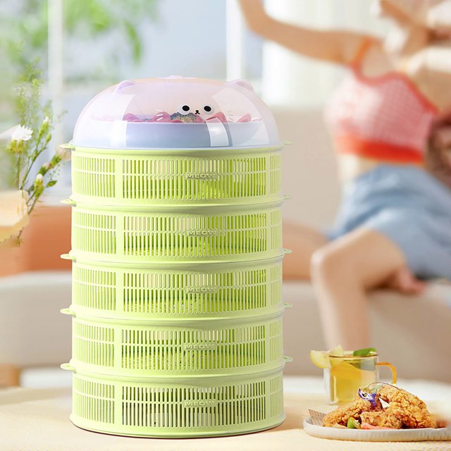 TUWABEII Stacked Hollowed Out Vegetable Cover With Cover Multi-functional Cover For Leftover Food On The Table Summer Fly And Insect Proof Vegetable Cover With 6 Tiers