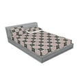 thumbnail image 2 of Geometric Fitted Sheet & Pillow Sham Set, Modern Style Designed Square Pattern With Golden Tone Stripes Print, Decorative Printed 3 Piece Bedding Decor, Full, Charcoal Grey Pale Grey, by Ambesonne, 2 of 2