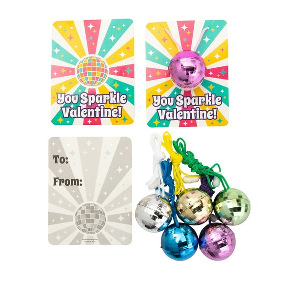 Fun Express 24 Pieces 30" Valentine's Day Disco Ball Necklaces Exchange for 12