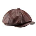 thumbnail image 3 of Jiibva Cowhide Leather Octagonal Hats British Berets Cap Vintage Newsie Hat Fashion Bakerboy Hat Retro Newsboy Hat for Men, 3 of 7