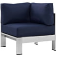 thumbnail image 6 of Modway Shore 6 Piece Outdoor Patio Aluminum Sectional Sofa Set in Silver Navy, 6 of 8