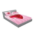 thumbnail image 2 of Ambesonne Queen Fitted Sheet & Pillow Sham Set, Red Heart Crown Girls, Queen, Pink Red, 2 of 2