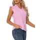 thumbnail image 4 of Camiseta Gingham Inspire Chic para mujer, blusa vintage de manga corta con volantes, talla XS, color rosa, 4 of 6