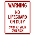 thumbnail image 1 of No Lifeguard On Duty Sign, Pool Sign, (SI-6702), 1 of 1