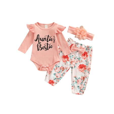 

Ma&Baby Newborn Baby Girl Outfits Long Sleeve Romper Floral Pants with Headband 0-24 Months