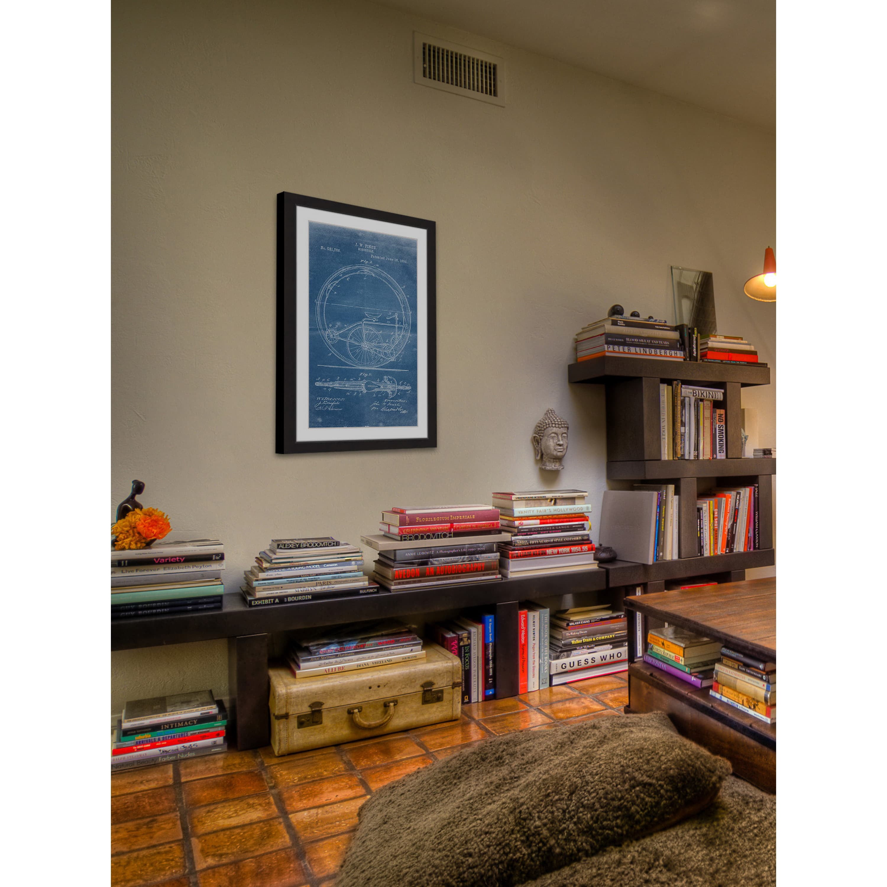 "Monocycle 1894 Blueprint" Framed Painting Art Print, 30" x 1.5"