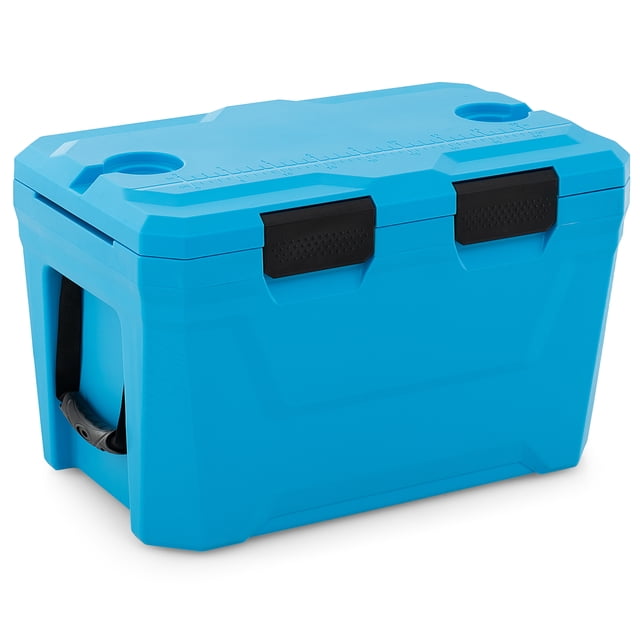 Gymax 37 QT Insulated Portable Cooler w/2 Cup Holders Bottle Opener & Drain Plug Blue
