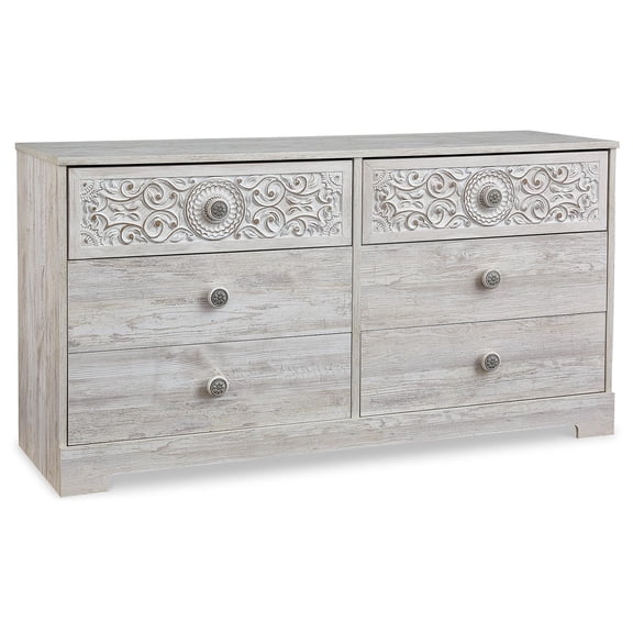 Signature Design by Ashley Casual Paxberry 6 Drawer Dresser, Whitewash