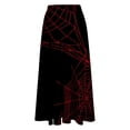 thumbnail image 5 of WFJCJPAF 2024 New Halloween Clearance! Long Skirt for Women Open from One Side,Women's Casual Flowers Printed A-line Elastic Waist Skirt - Red XXXL, 5 of 6