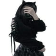 thumbnail image 4 of Sweat-shirt à Manches Longues à Manches Longues Mignon Oreille Chat à Lacets, 4 of 6