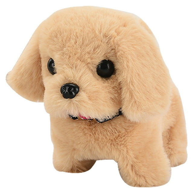 Jouet Chiot en Peluche Électronique à Queue Réaliste Qui Gigote et Marche, Jouet pour Chien Qui Aboie