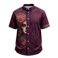 thumbnail image 5 of Boys Short Sleeve Button Down Shirt Day Of Dead Mexican Print Collar Casual Top For Halloween School Outdoor, 5 of 5
