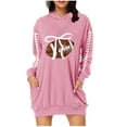 thumbnail image 2 of Dasayo Plus Size Dress Women Pink Football Pockets Hooded Sweatshirt Dress Lady Dresses under $ 10 XL, 2 of 4