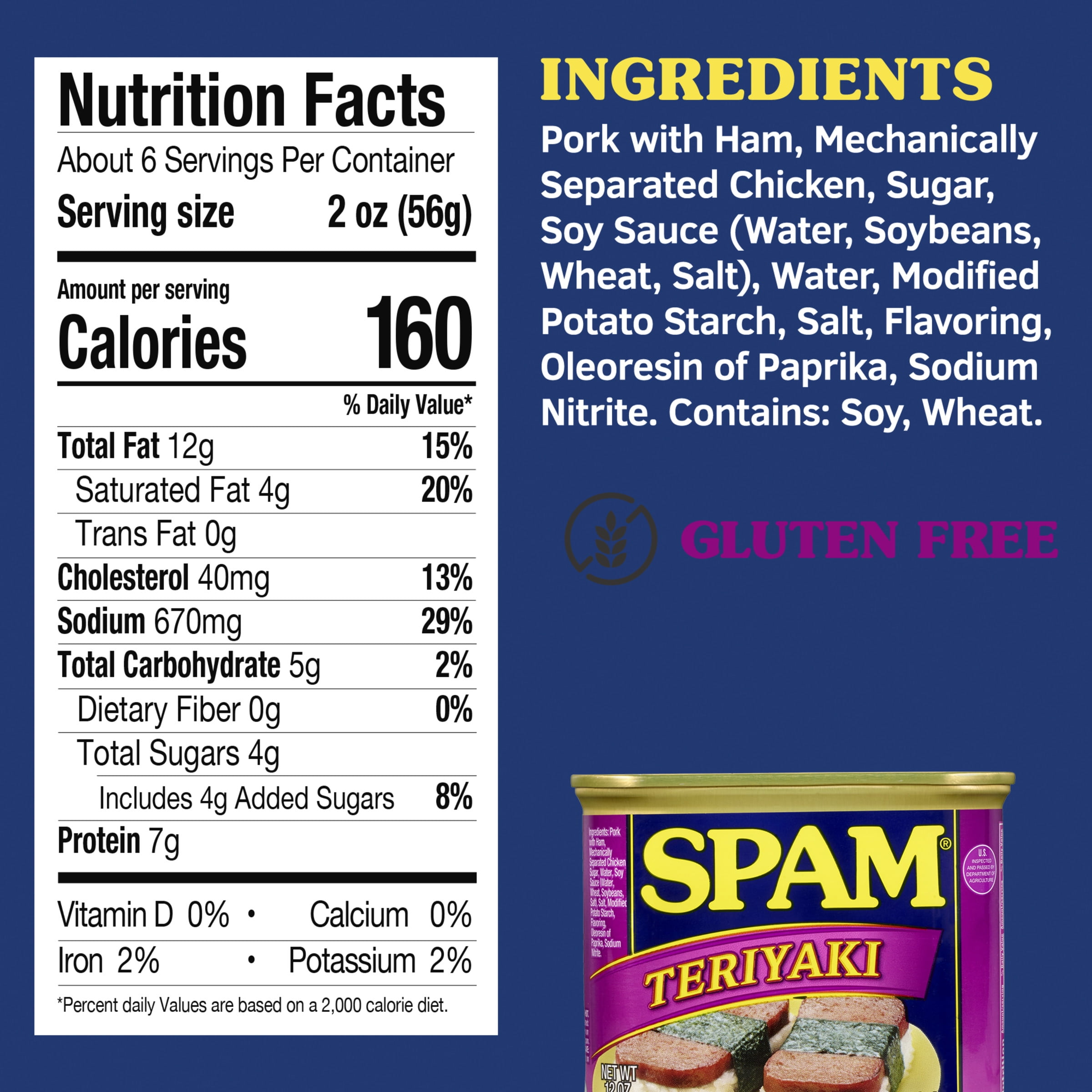  Spam, Teriyaki Flavored, 12oz Can (Pack of 6) : Grocery &  Gourmet Food