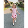 thumbnail image 4 of Argulvti Toddler Girls Summer 2 Piece Outfits Embroidery Ribbed Lapel Tank Tops and Apple Pencil Print Mini A Line Skirt Set, 4 of 9