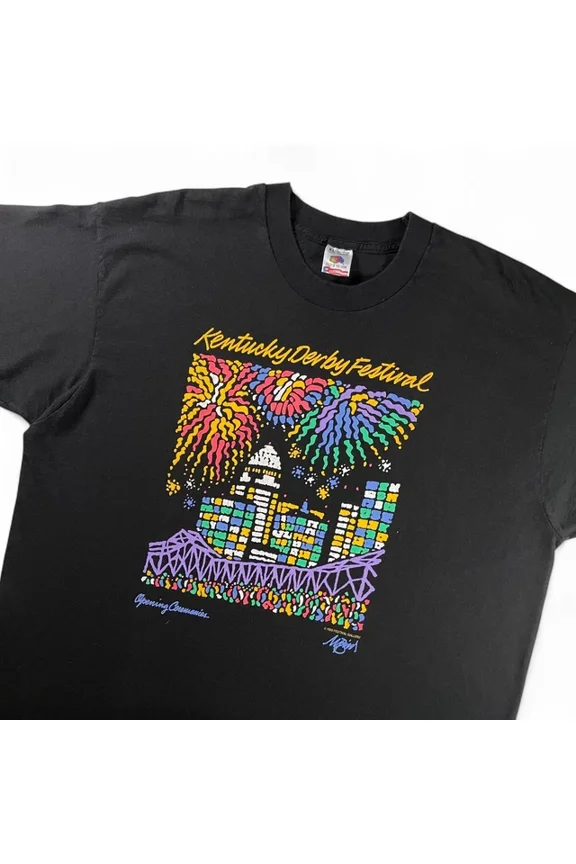 Vintage Vtg 90S Kentucky Derby Festival Opening Ceremonies Art T-Shirt Fireworks Usa Xl Best Birthday Gifts