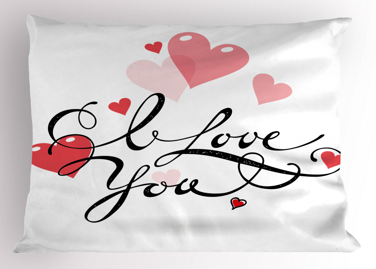 I Love You Pillow Sham Handwritten Illustration Swirly Designed