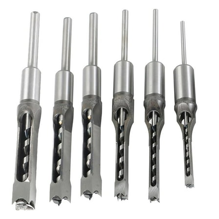 Square Hole Drill 6pcs Square Hole Tenon Chisel Drill Tools Hss 1/4 in 5/16in 3/8in 1/2in 9/16in 5/8in