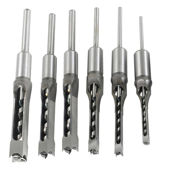 Square Hole Drill 6pcs Square Hole Tenon Chisel Drill Tools Hss 1/4 in 5/16in 3/8in 1/2in 9/16in 5/8in