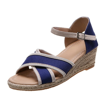

fvwitlyh Gladiator Sandals for Women Womens Espadrille Wedge Sandals Wedge Ankle Strap Open Toe Mules Wedge Shoes