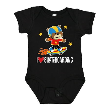 

Inktastic Skateboard I Love Skateboarding Gift Baby Boy Bodysuit