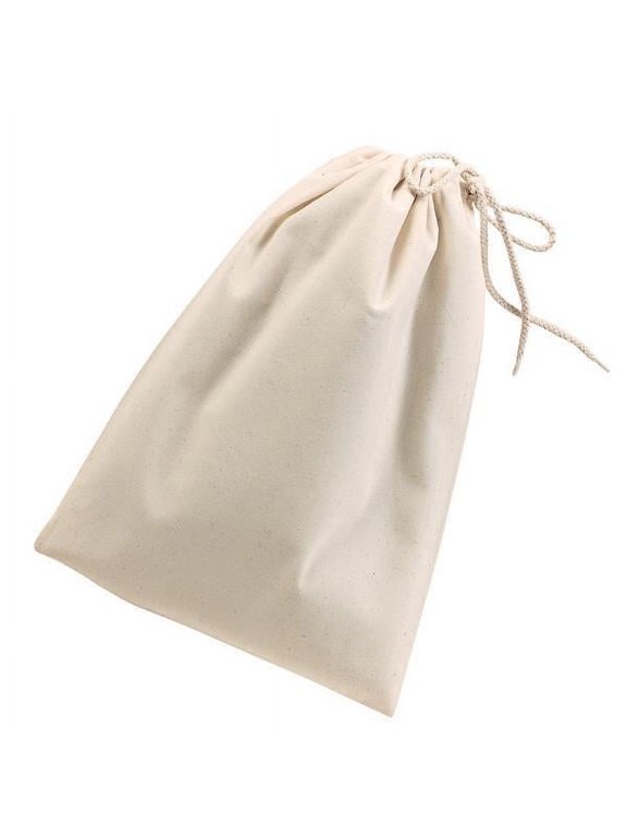 Set of 6- Reusable Cotton Shoe Bags with Drawstring (Natural)