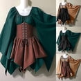 thumbnail image 5 of Trajes medievales renacentistas para mujer, vestido con corsé pirata, vestido corto irlandés tradicional con manga acampanada, 5 of 5