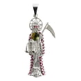 thumbnail image 1 of Dije Medalla Grande Santa Muerte Con Zirconias En Plata 925 JOYARIS Santa Muerte, 1 of 3