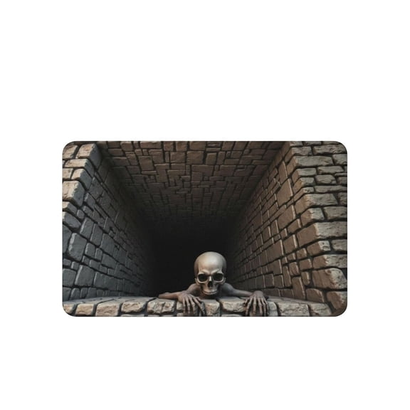 Halloween 3D Optical Illusion Skeleton Rug, Non-Slip Gothic Entryway Floor Mat for Indoor Party Decor, 23.6 x 35.4 Inch, 1 Pc