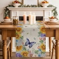 thumbnail image 2 of Table Runner 72 Inches Long for Kitchen Dining, Watercolor Flowers Dresser Scarf Farmhouse, Dining Table Decorations for Wedding/Parties, Spring Sunflowers Daisy Butterflies Beige 14 x 72 In, 2 of 8