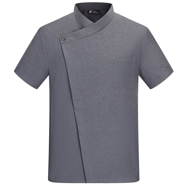 Uniforme de chef Delantal de cocina de manga corta de verano con bolsillos delanteros Trajes Carnicero Servidor Ropa Suministros para el hogar Absorbedores de humedad Gris L sidaley LF000327-09