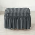 thumbnail image 3 of Lattice Stretch Ottoman Cover, Soft Dining Bench Slipcover for Living Room, Skirt Design Polyester Washable Footstool Furniture Seat Protector Bubble Covers for Kitchen and Bedroom (Dark Gray), 3 of 7