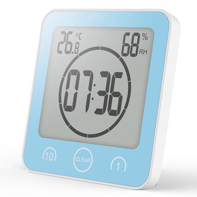 Reloj de pared electrónico para baño, reloj de pared con cuenta regresiva de temperatura y humedad MFZFUKR BST3003411-4