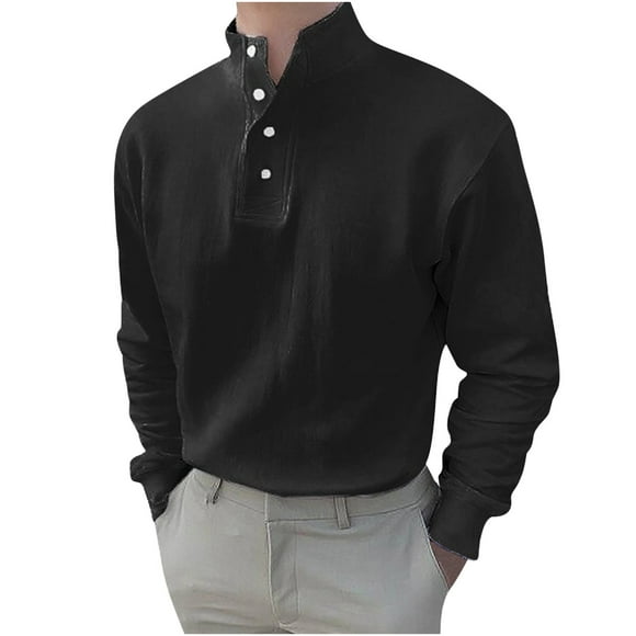 Black Friday Deals 2022! TopLLC Men's Fashion Hoodie & Sweatshirt Men's Casual Solid Color V Stand Collar Bottoming Shirt Long Sleeve Turtleneck Blouse Shirts Fall Sweater for Christmas