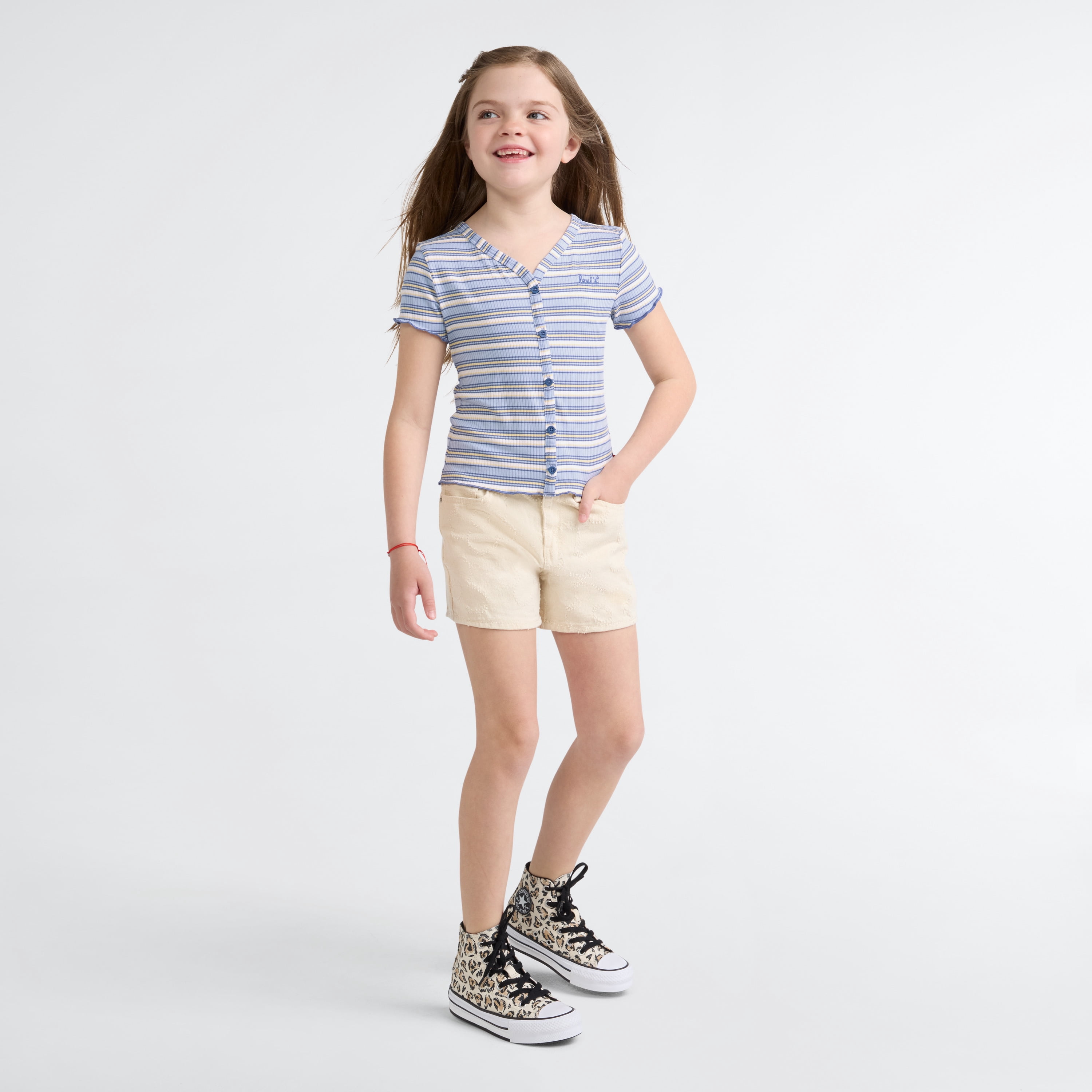 Levi Girls Short Sleeve Stripped Top, Sizes 4-16