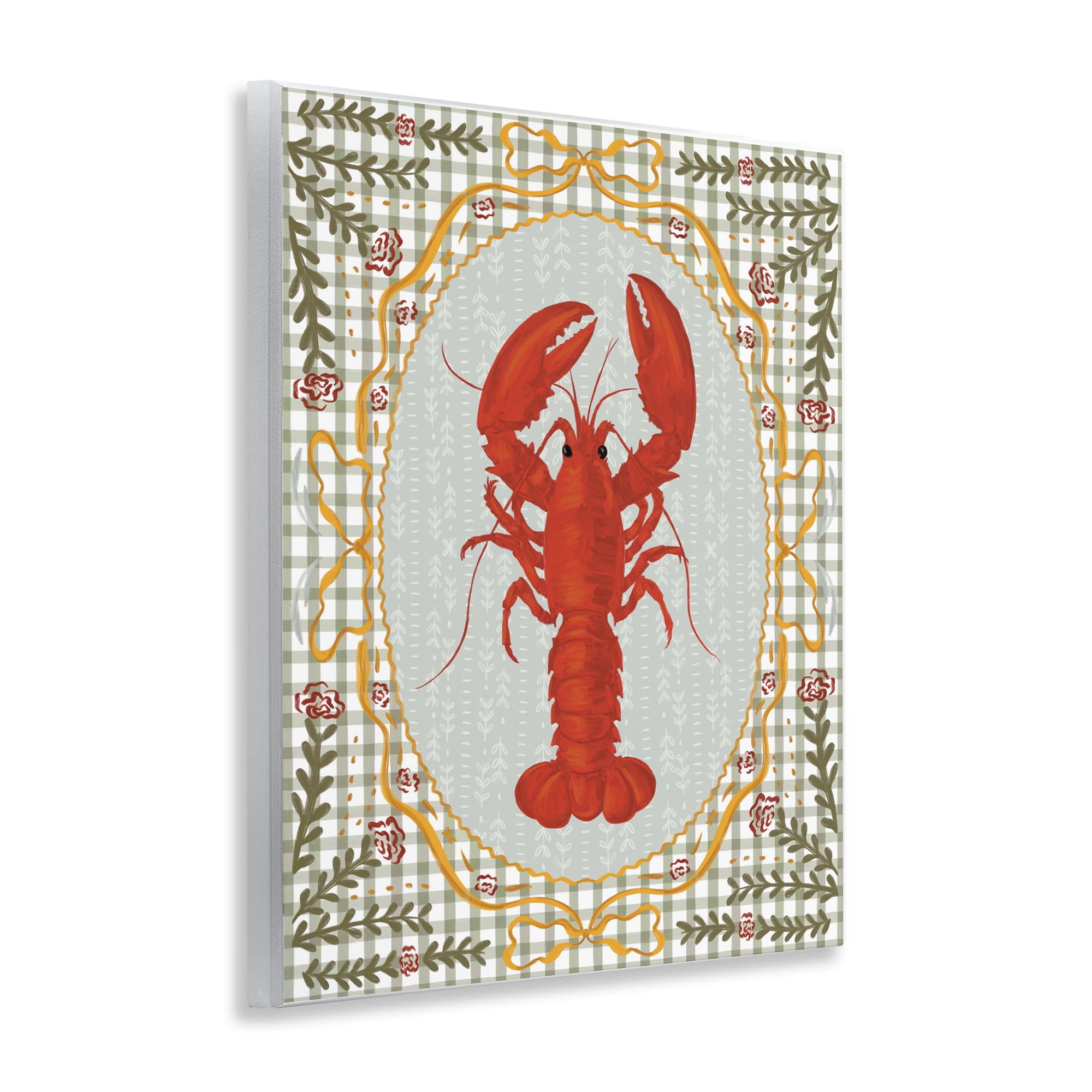 Stupell Industries Lobster with Gingham Kitchen Charm Wall Plaque Art, design by Vero Illustrates