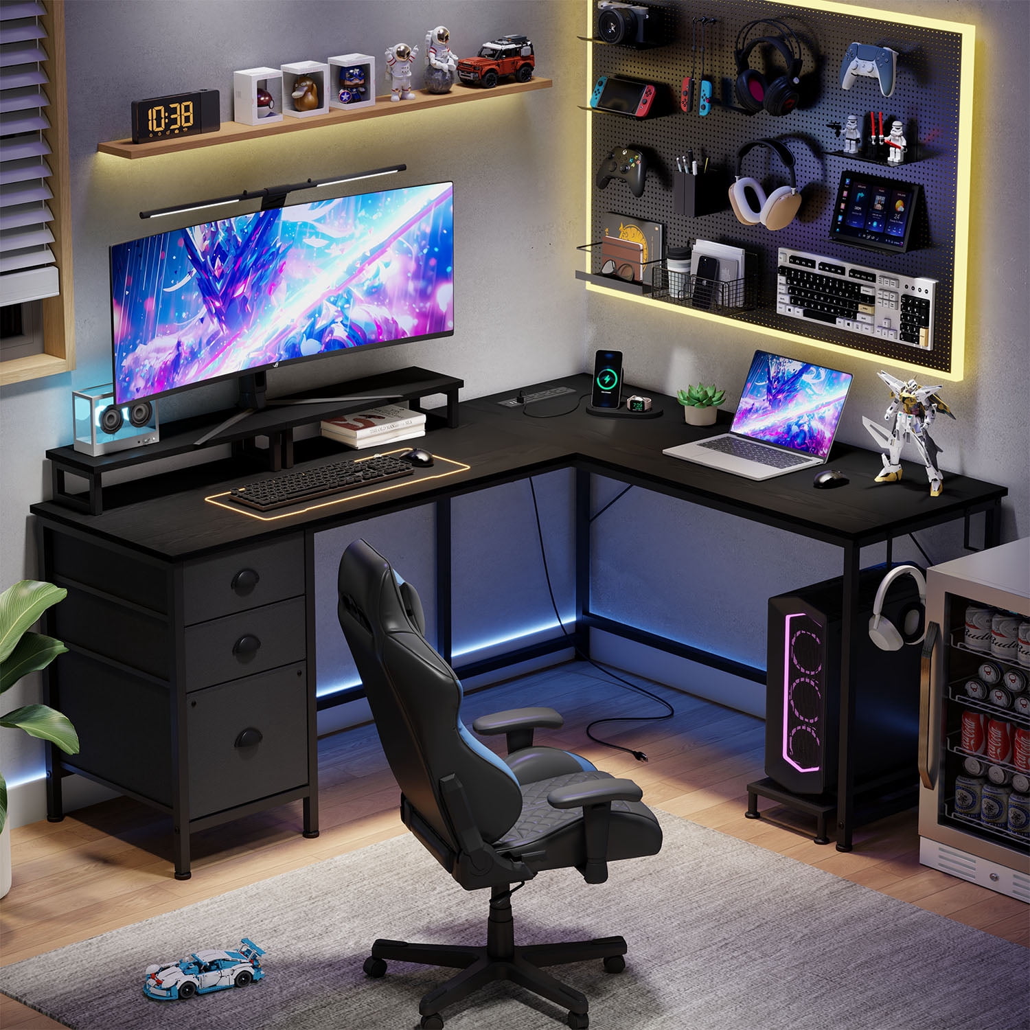 GIKPAL L-Shaped Computer Desk, 95