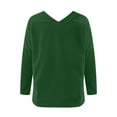 thumbnail image 5 of Tumotour Pullover Sweatshirts For Women V-Neck Long Sleeves Tops With Thumb Holes Casual Solid Color Loose Tee Shirts Y2K Outfits Sweatshirts, 5 of 8