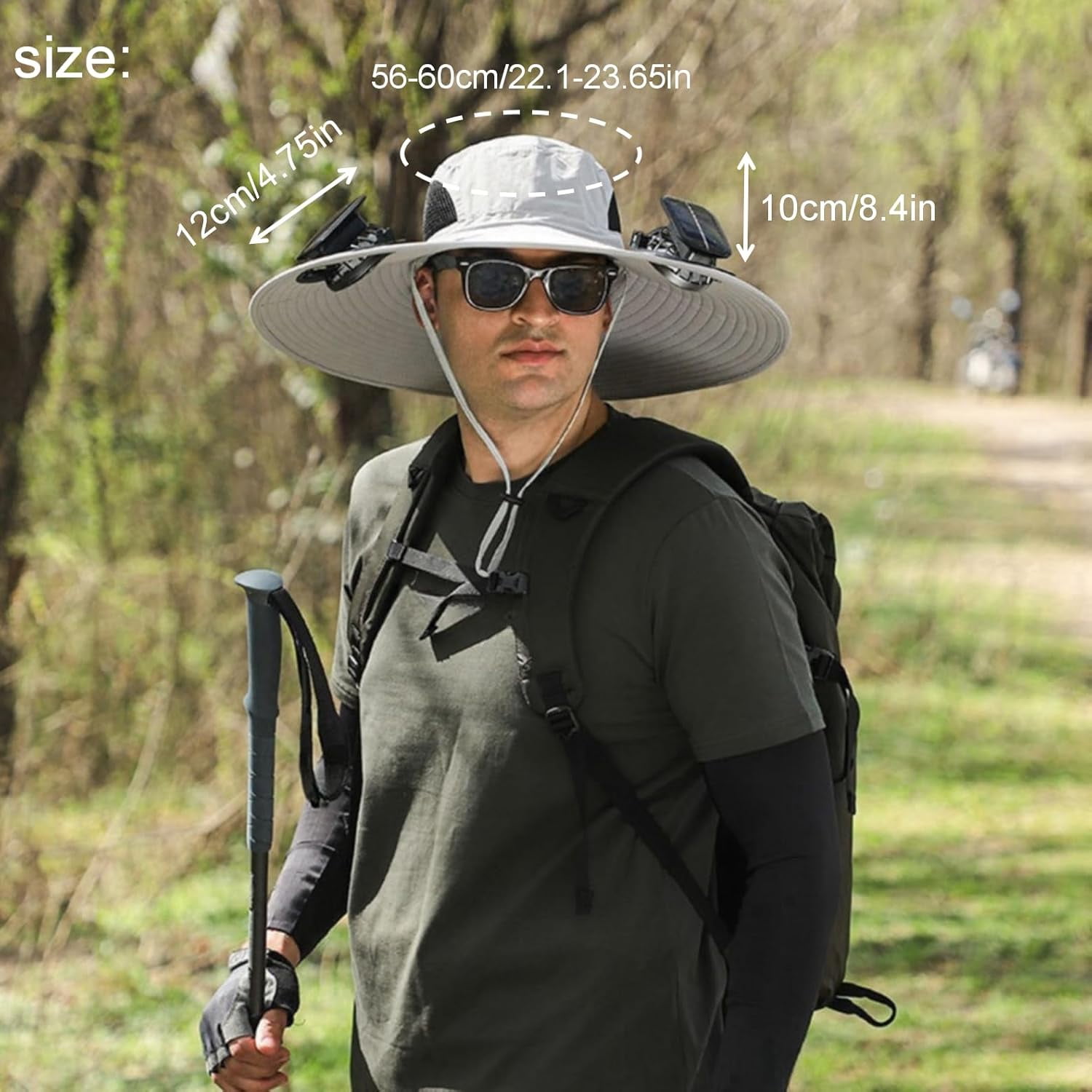MGEZCOO Outdoor Sun Hat with Solar Fan, Camouflage