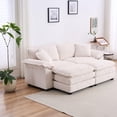 thumbnail image 5 of Loveseat Sofa Sectional Sofa with Ottoman,Modern Sleeper Couch with Pillows, Corduroy Comfy Upholstered Deep Seat Modular Sofa for Living Room, Apartment,Office,White, 5 of 9