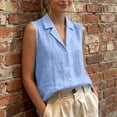 thumbnail image 4 of Yrmaups Loose Fit Sleeveless Button Down Vest for Women, Casual Collared Top, Soft Comfort Tank for Beach Vacation Office Daily Wear, Light Blue S, 4 of 8