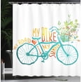 thumbnail image 4 of Ambesonne Summer Shower Curtain, Blue Bike with Flowers, 69"Wx70"L, Turquoise Yellow, 4 of 5