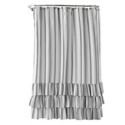 Striped Ruffle Printed Polyester Fabric Shower Curtain, Charcoal/White, 72" x 72" by Better Homes & Gardens