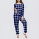 thumbnail image 5 of Conjunto de top y pantalones de poliéster con bolsillos largos y estampado de cuello redondo informal para mujer, 5 of 5