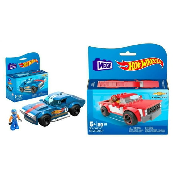 Bundle of 2 |Mega Hot Wheels Real Racecar Building Set (‘64 Corvette & ’83 Chevy Silverado)