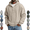 Khaki, variant on LNZGNM Henley Hoodie for Men Waffle Knit Drawstring Pullover Long Sleeve Casual Loose Fit Sweatshirt Hooded Tops 2026, Black (XXL)