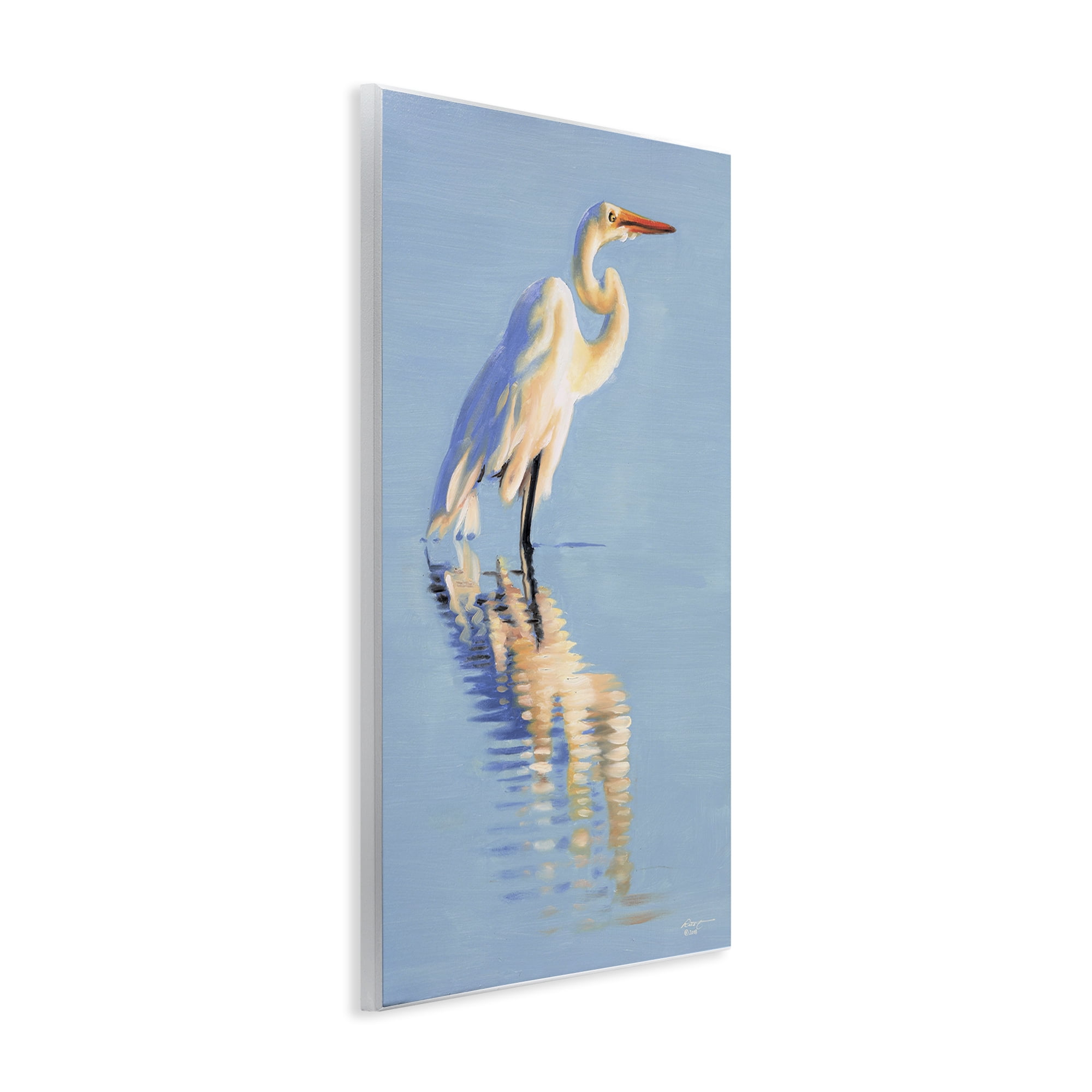 Stupell Industries Blue Egret Reflection Animals & Insects Painting Unframed Art Print Wall Art, 10 x 15